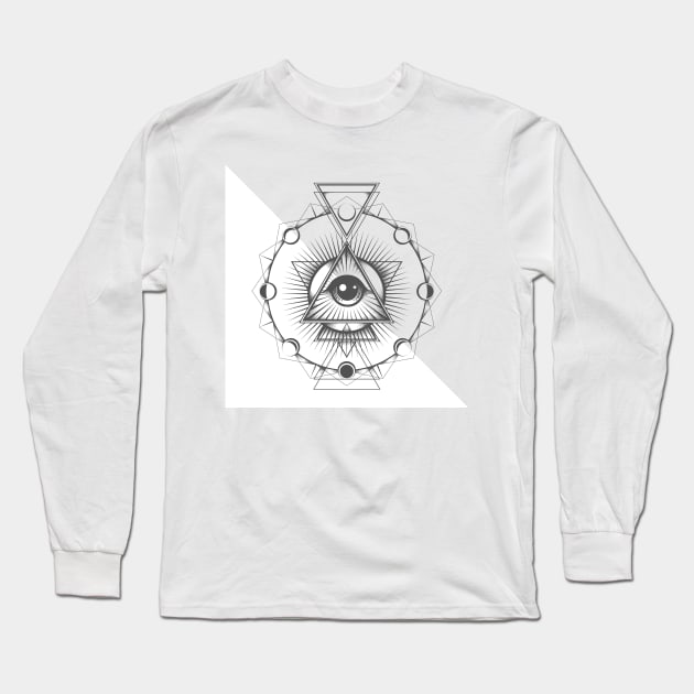 All seeing Eye of Providence Secret Geometry Long Sleeve T-Shirt by devaleta